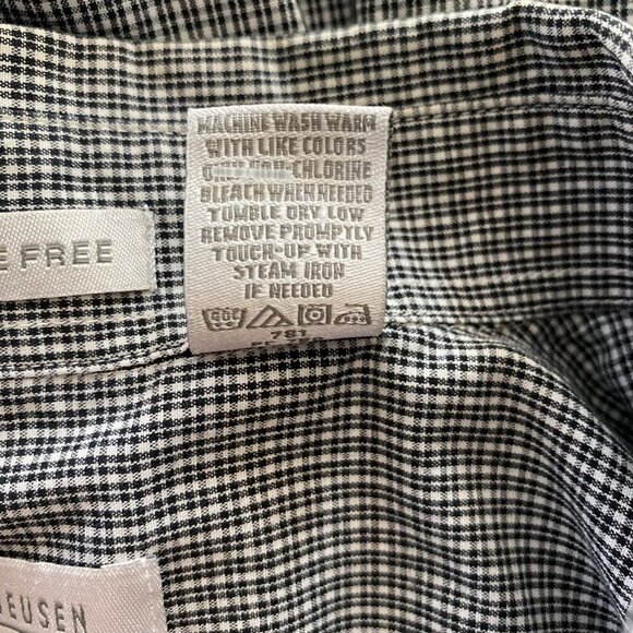 Van Heusen Wrinkle-Free Long Sleeve Button Down Shirt Black White Men's Large - Picture 7 of 7